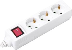 Conrad Sygonix BT-2372210 Stekkerdoos met schakelaar 3-voudig Wit 1 stuk(s) aanbieding