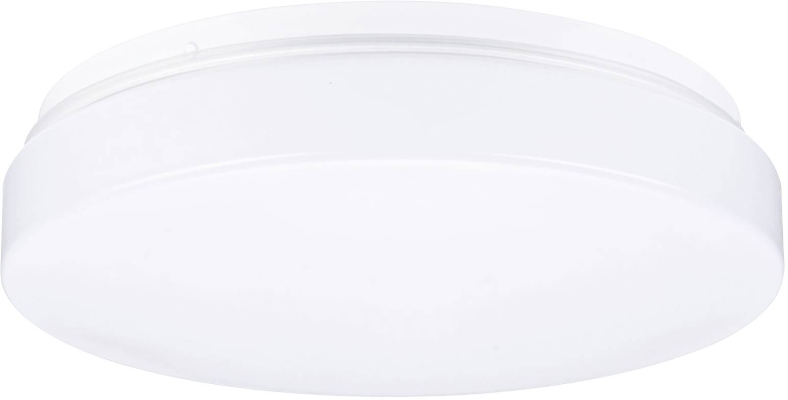 Ronde plafondlamp met wit behuizing, strak design, geschikt voor woon- of werkruimtes.