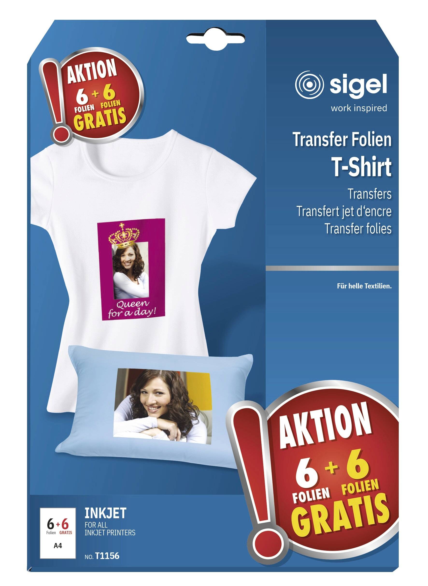 Sigel T1156 T-shirt transferfolie 197 g/m² 12 vellen