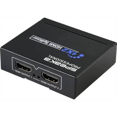 'HDMI-splitter 1x2 van Speaka Professional met twee HDMI-uitgangen.'