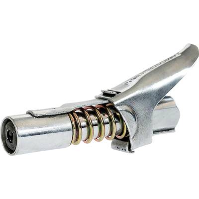 Metalen meubelscharnierclip met veer, gebruikt voor het bevestigen van kastdeuren.