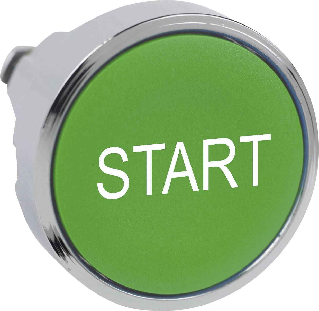 Rode groene knop met het opschrift 'START' in witte letters.
