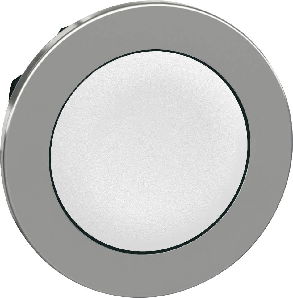 Ronde witte LED-lamp met grijze rand, geschikt voor plafond- of wandmontage in moderne interieurs. Energiezuinig en stijlvol.