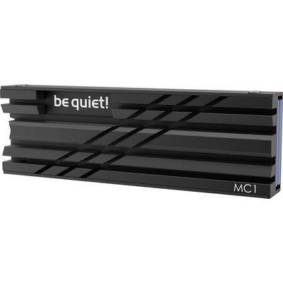 Koellichaam voor elektronische componenten met het opschrift 'be quiet!' en modelaanduiding 'MC1', zwart met geprofileerd ontwerp.
