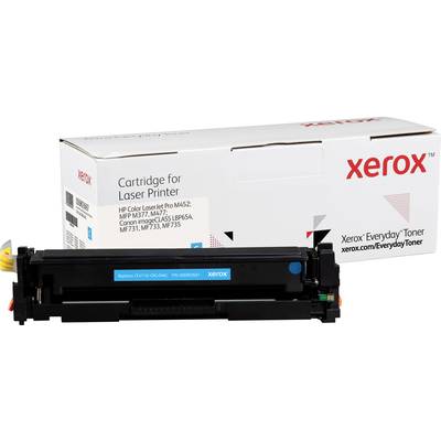 Toner-cartridge van Xerox voor laserprinters, compatibel met HP- en Canon-modellen, zwart, verpakking en product afgebeeld.
