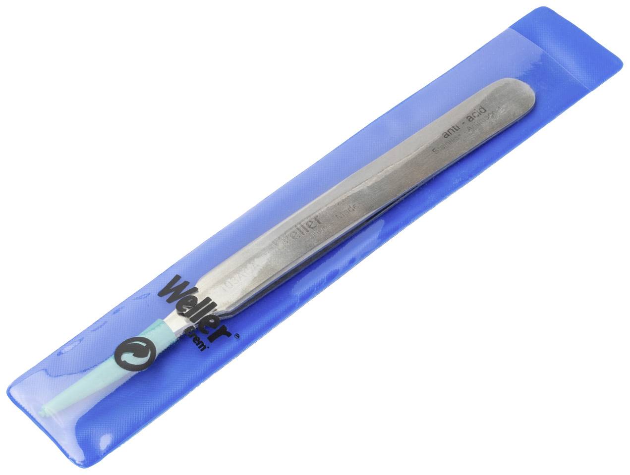 Weller-soldeerpunt verpakt in een blauw kunststof etui, geschikt voor elektronische werkzaamheden.
