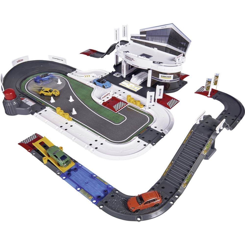 Majorette Porsche Experience Center + 5 voertuigen - Die-cast - 70x60x22 cm - Vanaf 5 jaar - Speelgoedgarage