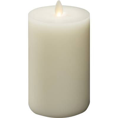 Witte brandende kaars met een zachte lichtgloed, rechtop staand.