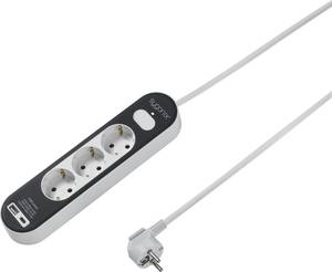 Conrad Sygonix SY-4755366 Stekkerdoos met schakelaar Wit, Grijs Randaarde stekker 1 stuk(s) aanbieding