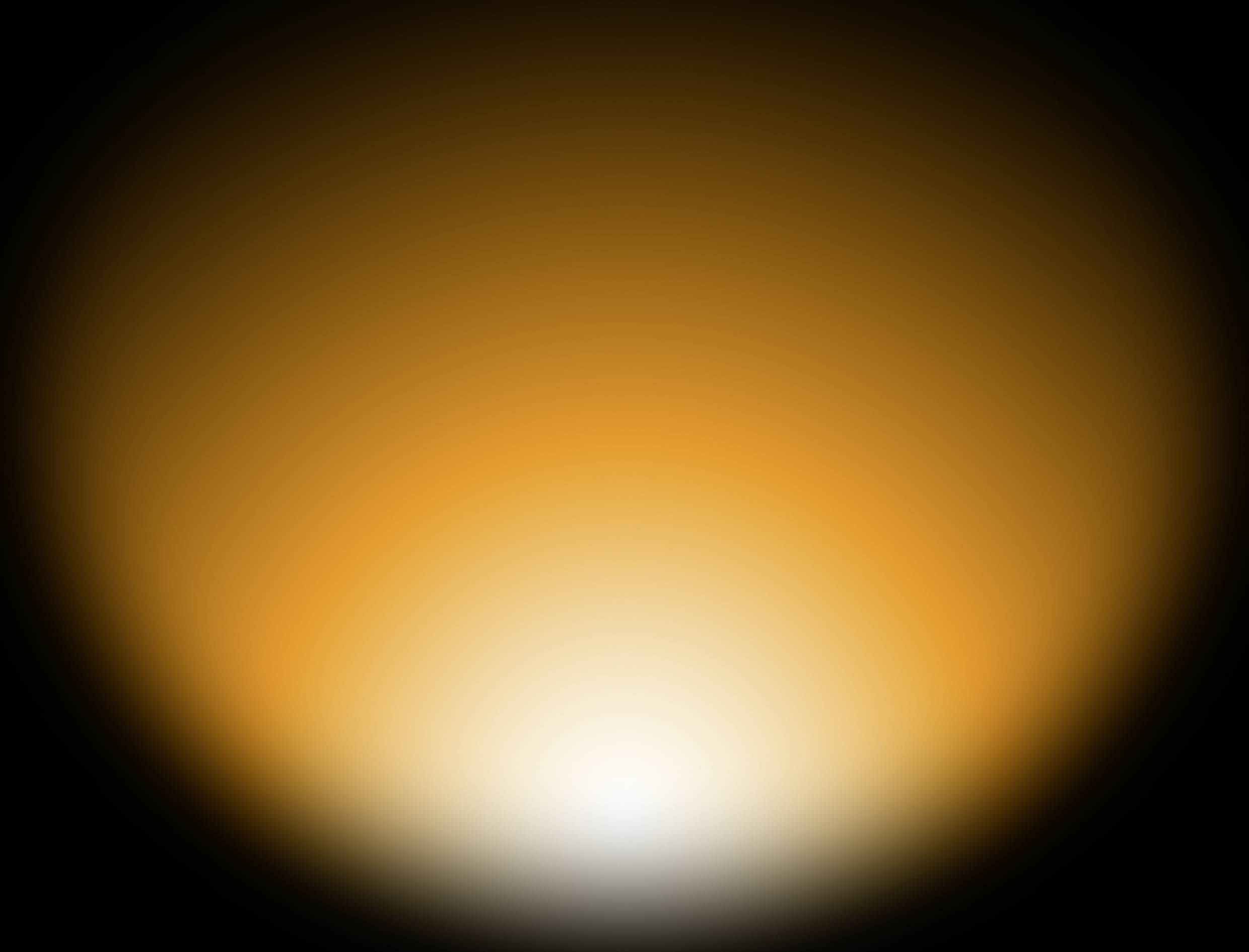 Een stralende, cirkelvormige kleurovergang van wit naar geel naar oranje creëert een warme, gloeiende lichtschijn op een zwarte achtergrond.