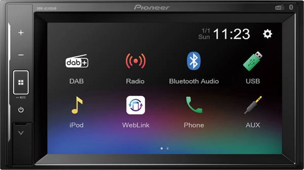 Pioneer DMH-A240DAB Autoradio met scherm dubbel DIN Aansluiting voor stuurbediening, Aansluiting voor achteruitrijcamera, Bluetooth handsfree, DAB+ tuner