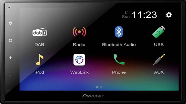 Pioneer DMH-A340DAB Autoradio dubbel DIN Aansluiting voor stuurbediening, Aansluiting voor achteruitrijcamera, Bluetooth handsfree, DAB+ tuner