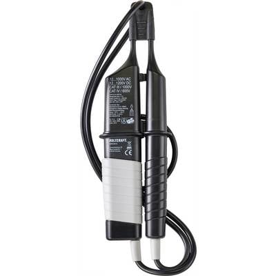 Een elektrisch testapparaat met een zwarte en grijze handgreep, geschikt voor spanningen van 12-1000V AC en 12-1200V DC.