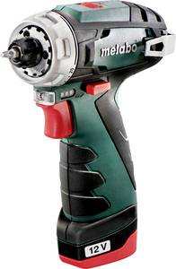 Conrad Metabo POWERMAXX BS BASIC 600984500 Accu-schroefboormachine 12 V 2.0 Ah Li-ion Incl. 2 accu's, Incl. lader, Incl. koffer aanbieding
