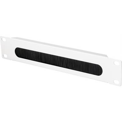 Een kabelinvoermodule voor serverracks, wit, met zwarte borstenafdichting in het midden, voor kabelorganisatie.