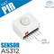 'PIR-sensor AS312' met aansluitingen en markering 'G36 Input', op witte achtergrond met M5Stack logo.