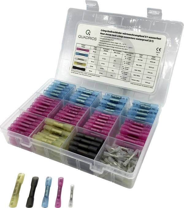 Quadrios 2011C397 Stootverbinder Met krimpkous 0.3 mm² 6 mm² Volledig geïsoleerd Wit, Rood, Blauw, Zwart, Geel 340 stuk(s)