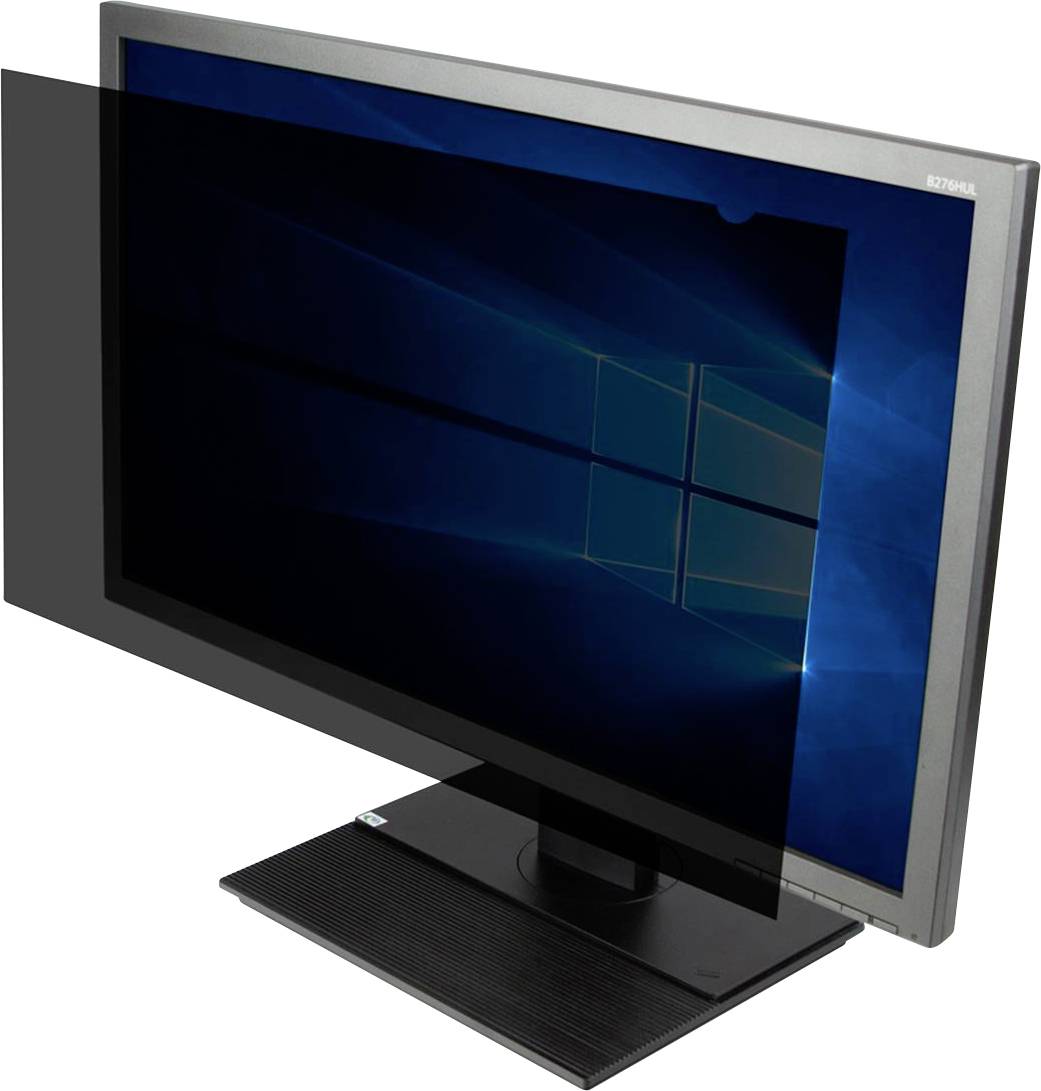 Een monitor met een privacyfilter dat de zichtbaarheid van het scherm vanaf de zijkant beperkt.
