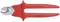 Rode kabelkniptang met ergonomische handgrepen, geschikt voor het knippen van draden en kabels. Merk 'KNIPEX' zichtbaar op de handgreep.