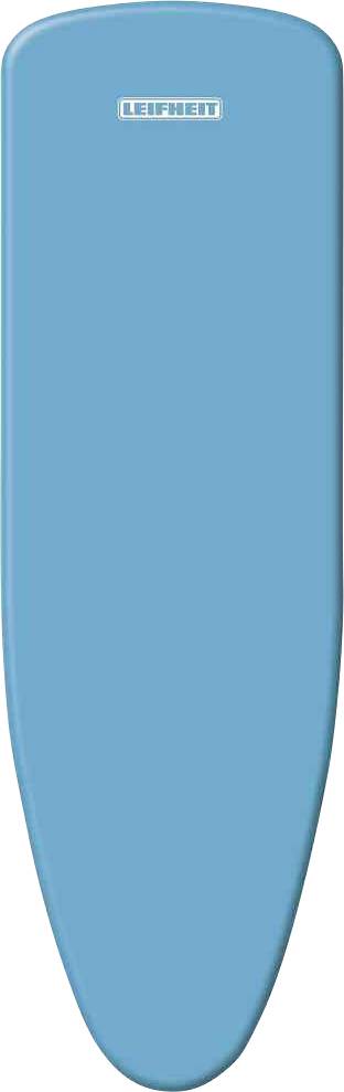 Strijkplankhoes, blauw met 'Leifheit'-logo bovenaan, geschikt voor standaard strijkplanken.