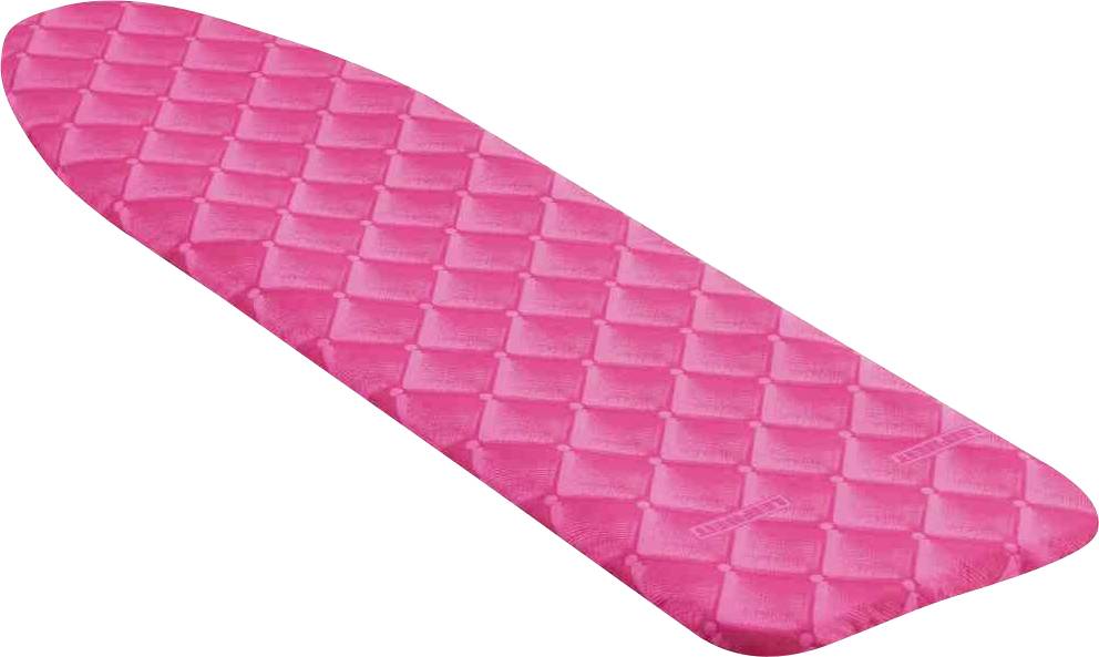 Een roze isomat met ruitvormige reliëfstructuur, geschikt voor kamperen of buitenactiviteiten.