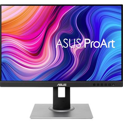 Een ASUS ProArt Monitor met levendige gekleurde golven op het scherm. De merknaam 'ASUS ProArt' staat centraal in het display.
