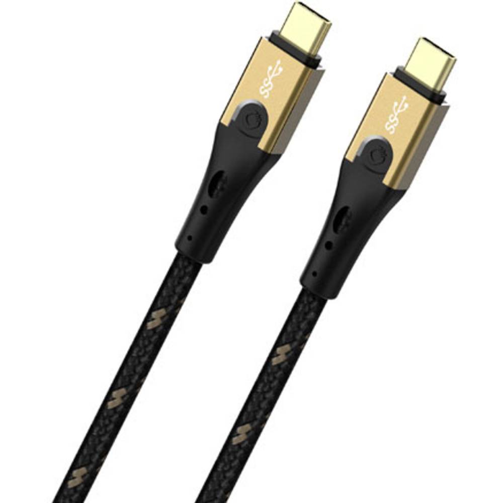 Oehlbach USB-kabel USB 3.2 Gen2 (USB 3.1 Gen2) USB-C stekker, USB-C stekker 3.00 m Zwart/goud D1C9533