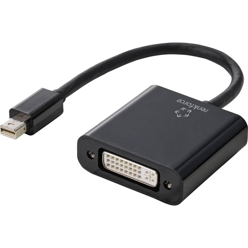 Renkforce RF-4769258 DisplayPort / DVI Adapter [1x Mini-DisplayPort stekker - 1x DVI-bus 24+5-polig] Zwart PVC-mantel 1