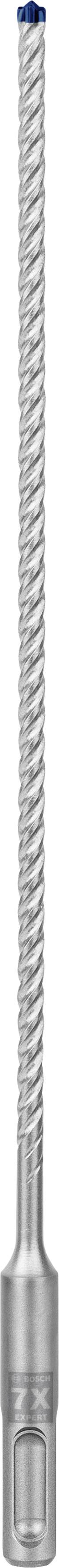 Een lange metalen boor met een spiraalvormige groef en een robuuste punt, geschikt voor het boren in beton of metselwerk.