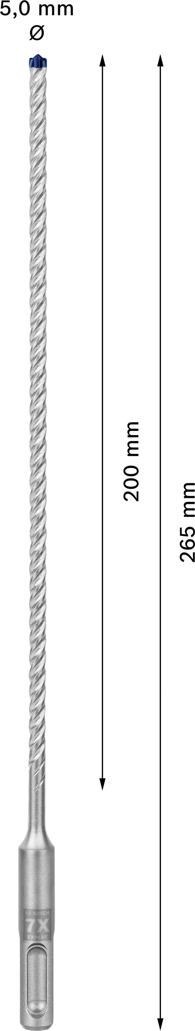 Boor met 5,0 mm diameter. Totale lengte: 265 mm. Werklengte: 200 mm.
