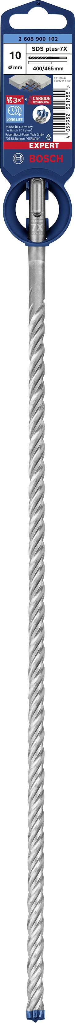 Bosch CYL-9 Multifunctionele Boor, 10 mm diameter, 200 mm lengte. Een boor met een blauw etiket en productspecificaties.