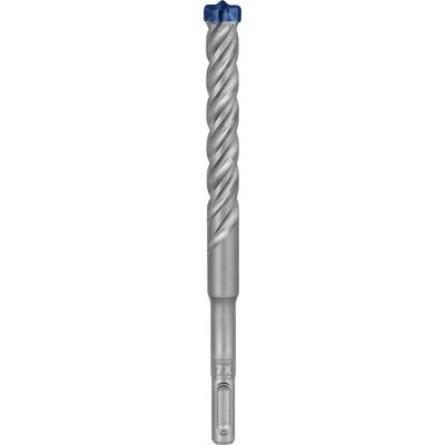 SDS-boor met spiraalvormige groef van zilverkleurig metaal, punt in het blauw. Geschikt voor betonwerkzaamheden.