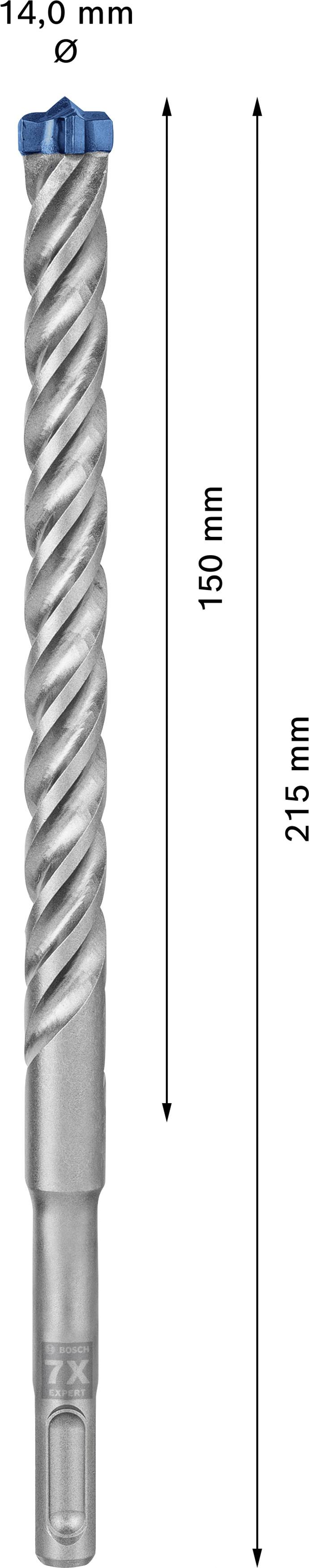 'Boor met 14,0 mm diameter, 150 mm werklengte, 245 mm totale lengte.'