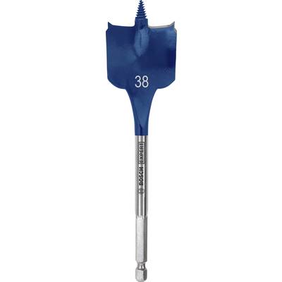 Boor met blauwe kop en opschrift '38', daaronder een voor hardhout compatibele schacht met 'Bosch Expert'-opdruk.