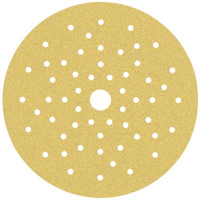 Ronde slijpschijf met gatenpatroon, geschikt voor gebruik met slijpmachines. De schijf heeft een ruwe, zandachtige oppervlaktestructuur.