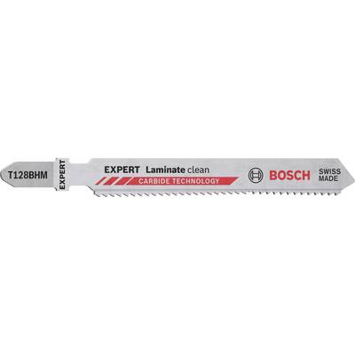 Bosch Expert zaagblad 'Laminate clean', Model T128BHM, geschikt voor laminaat. Vervaardigd in Zwitserland, met hardmetaaltechnologie.