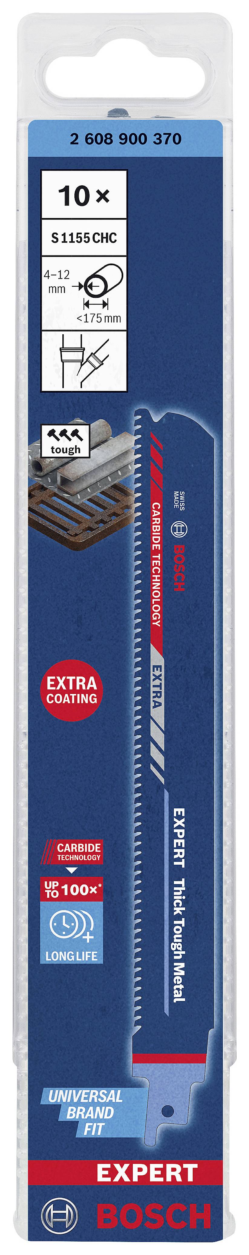 'Zaagbladset Expert van Bosch voor hout en metaal, 10 stuks, artikelnr. S1155CHC, Long Life prestatie, extra stabiel.'