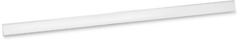 Een lange, smalle, witte strook met een schuine perspectiefweergave op een witte achtergrond.