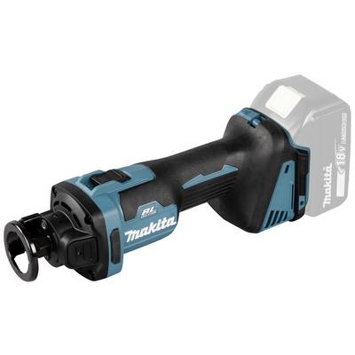 Een snoerloos Makita-gereedschap met een blauw-zwarte behuizing en handgreep, getoond zonder geplaatste accu.