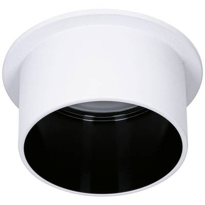 Witte cilindrische lamp met zwarte binnenkant, geschikt voor plafondmontage voor discrete verlichting in moderne ruimtes.