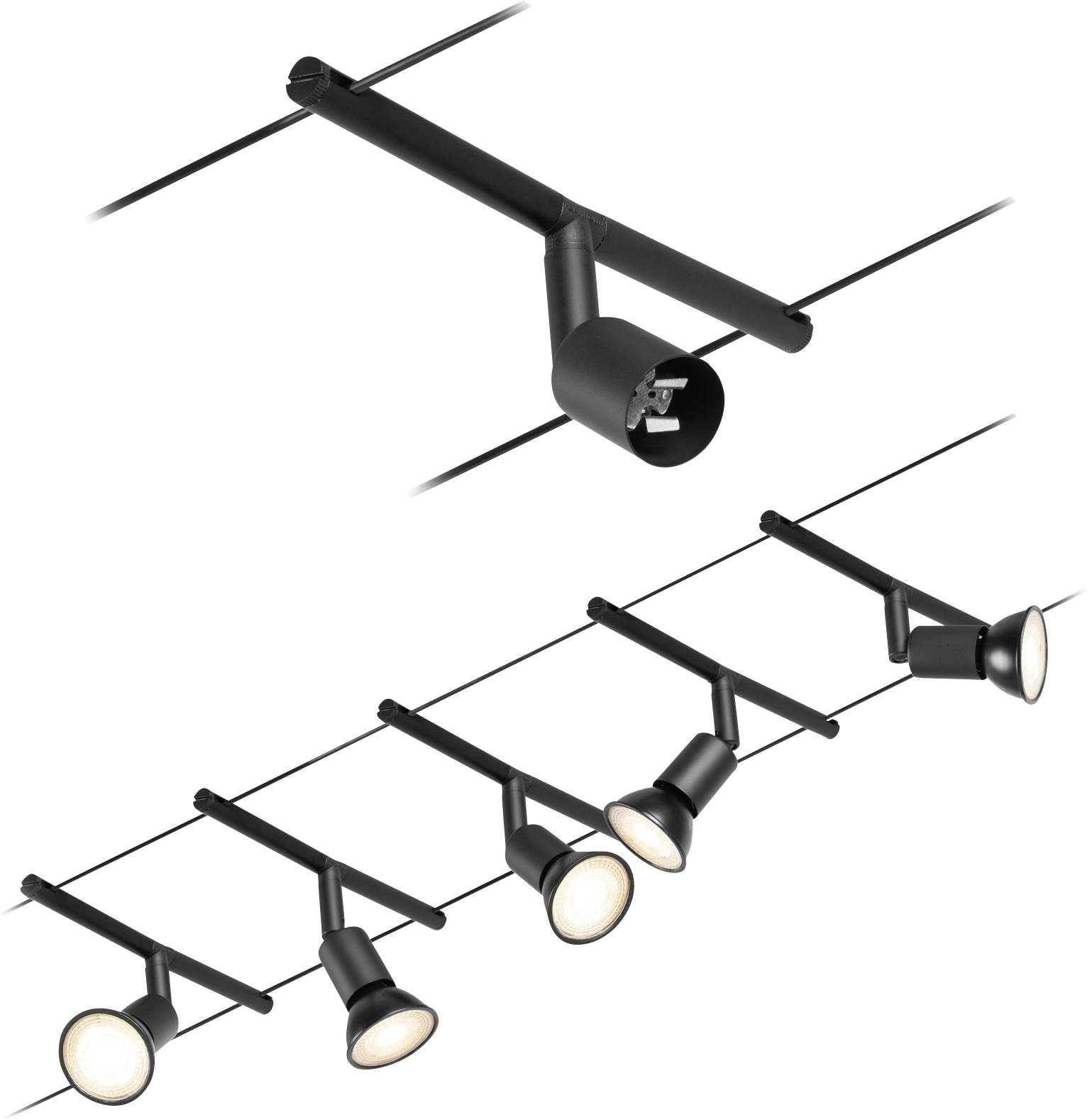 Paulmann 94446 Kabelsysteem compleet GU5.3 Zwart (mat), Chroom