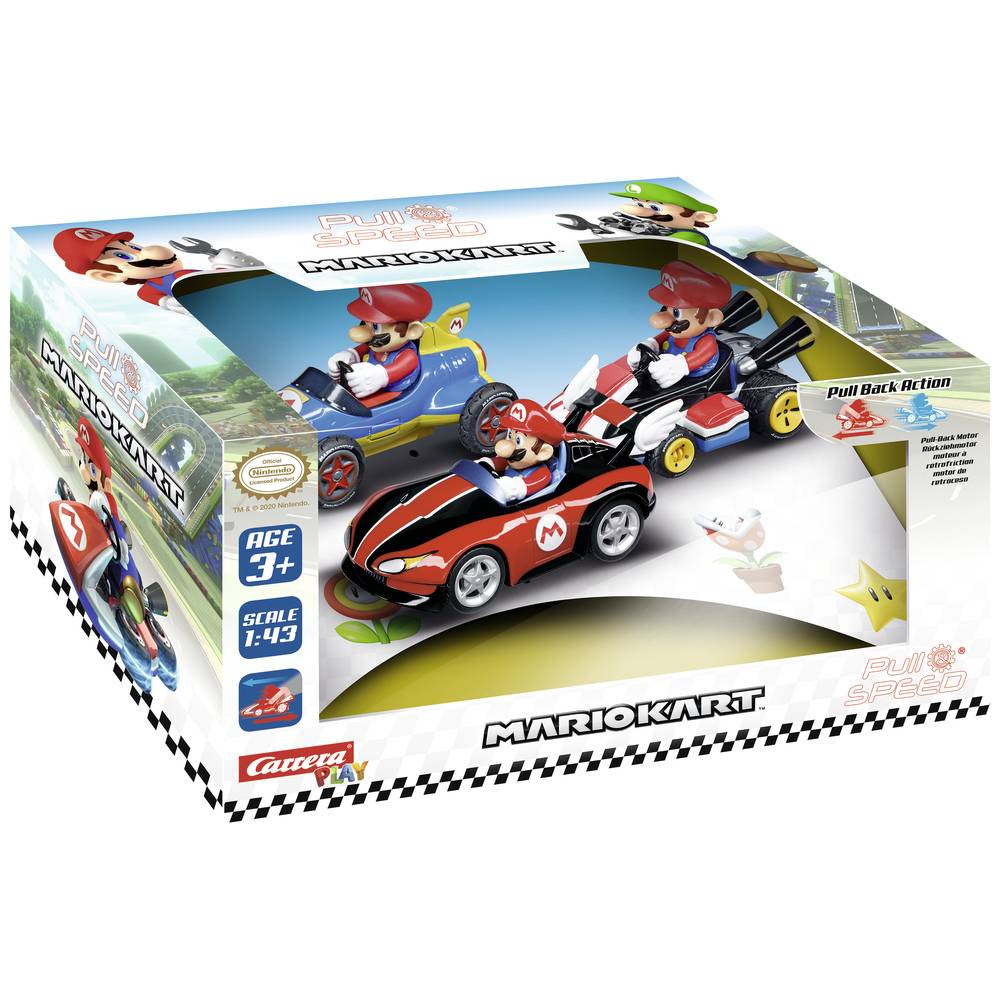 Carrera Play Mario Kart „Mario” 3 stuks (Wii, MK8, Mach 8) Pull-Back 15813016 3 stuk(s)