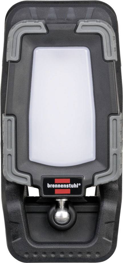 Draagbare LED-werkverlichting met robuuste behuizing, voorzien van opschrift 'brennenstuhl'; geschikt voor verlichting in werkplaatsen.