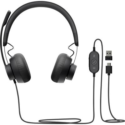 Logitech Zone 750 Over Ear headset Kabel Computer  Grafiet Ruisonderdrukking (microfoon) Volumeregeling, Microfoon uitsc