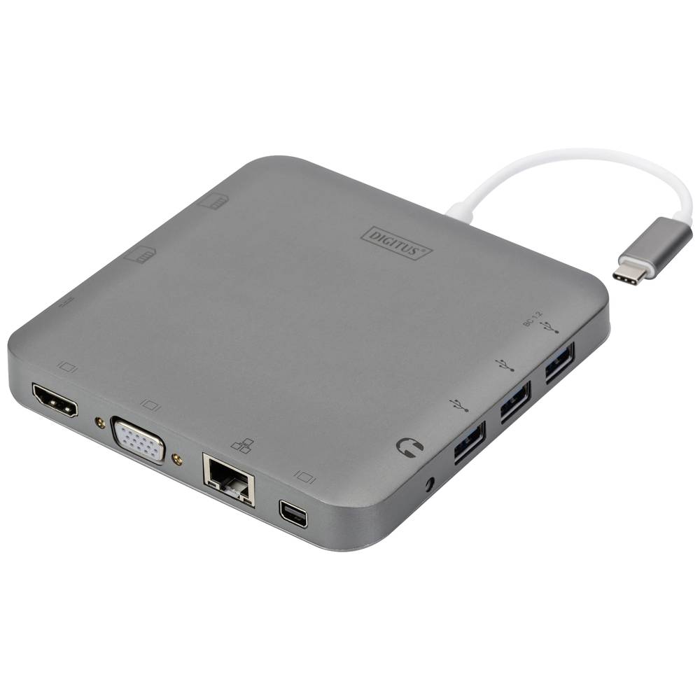 Digitus DA-70876 Laptopdockingstation Geschikt voor merk: Universeel Incl. laadfunctie, Geïntegreerde kaartlezer, USB-C Power Delivery