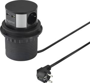 Conrad Sygonix SY-4780156 Stekkerdoostoren Zwart, Zilver Randaarde stekker 1 stuk(s) aanbieding