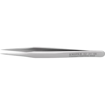 Een precisietang van roestvrij staal, gezien van opzij. Aan de zijkant staat 'Knipex 92 21 06 Premium Roestvrij Staal'.