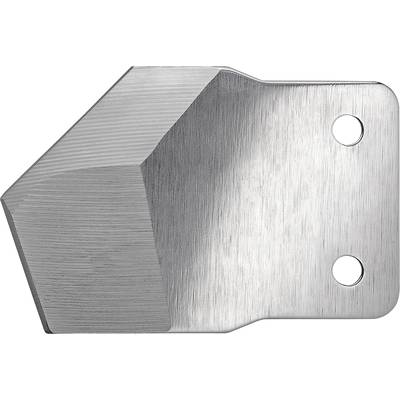 Metalen plaat met twee gaten en een afgeschuinde rand, vermoedelijk bedoeld voor bevestiging of verbinding van structuurelementen.
