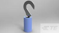 Een 3D-geprint vraagteken dat oprijst uit een blauwe basis, voor een grijze achtergrond.