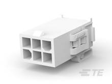 Een witte, zespolige elektrische vrouwelijke stekker.